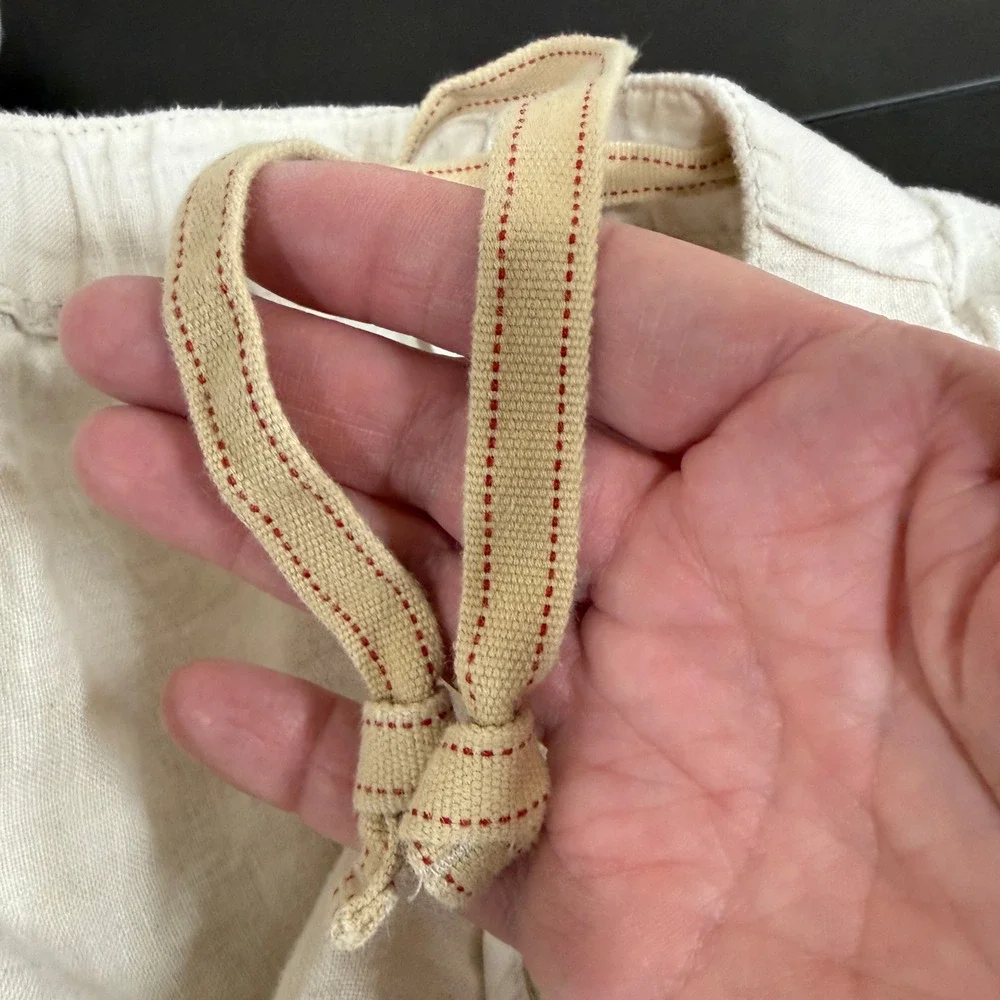 Tommy Bahama Cargo Pants Relax Mens XXL Beige 100% Linen Drawstring Waist Sand